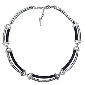 Chloe & Isabel Silver Tone Clear Rhinestone Leather Wrap Collar Necklace, E316